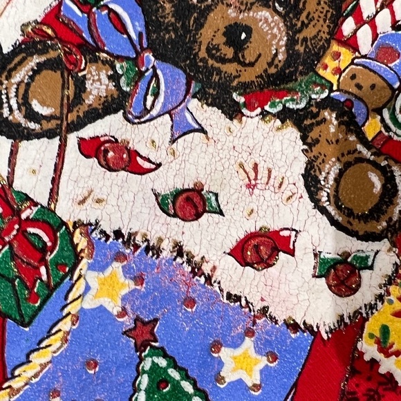 Vintage 80s Holiday Time Bear Stocking Xmas Ugly Sweater Party Sweatshirt - Picture 4 of 5